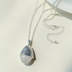 Pinecone Pendant Necklace – Silver White Jade - floysun