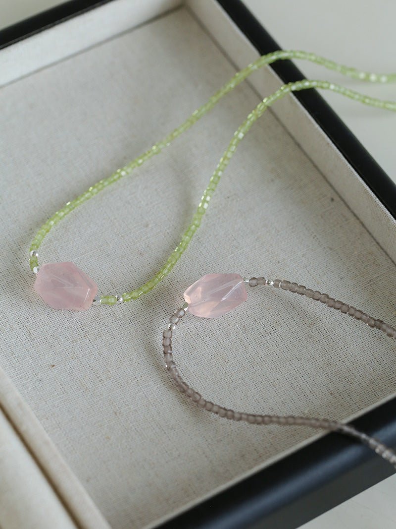 Pink Crystal Candy Cube Necklace - floysun