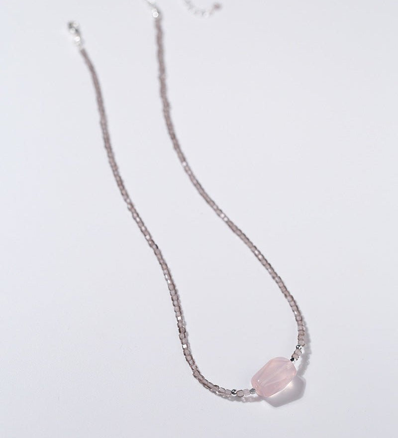 Pink Crystal Candy Cube Necklace - floysun