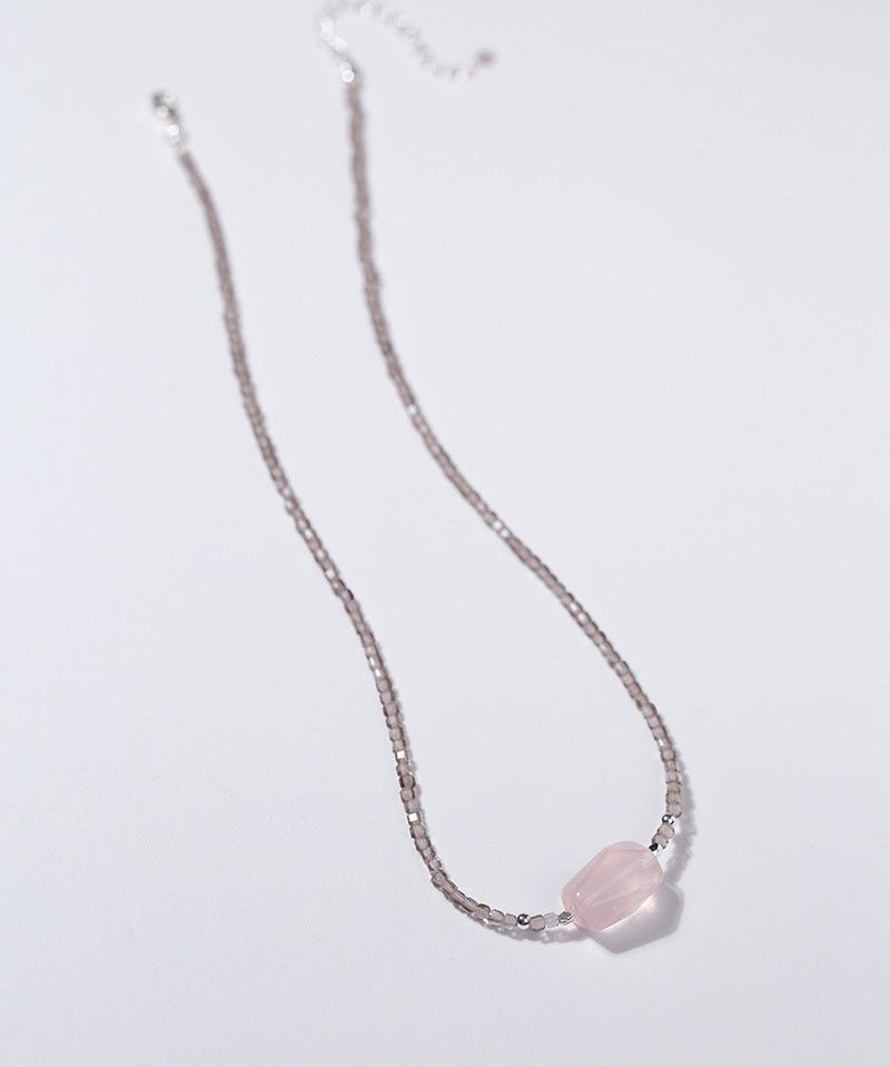 Pink Crystal Candy Cube Necklace - floysun