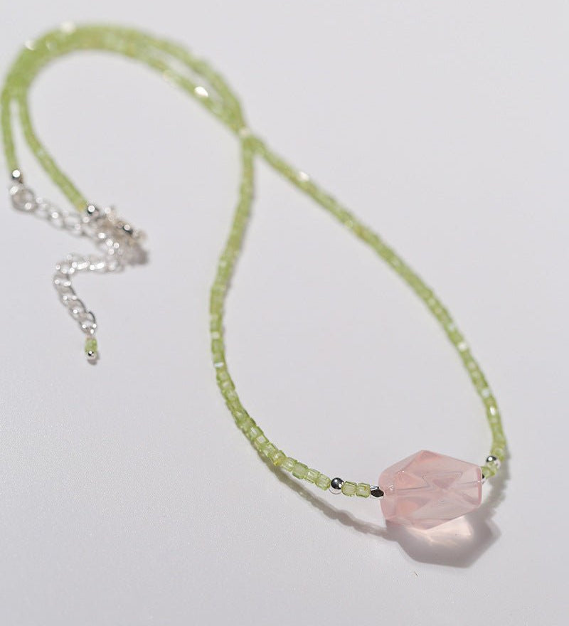 Pink Crystal Candy Cube Necklace - floysun
