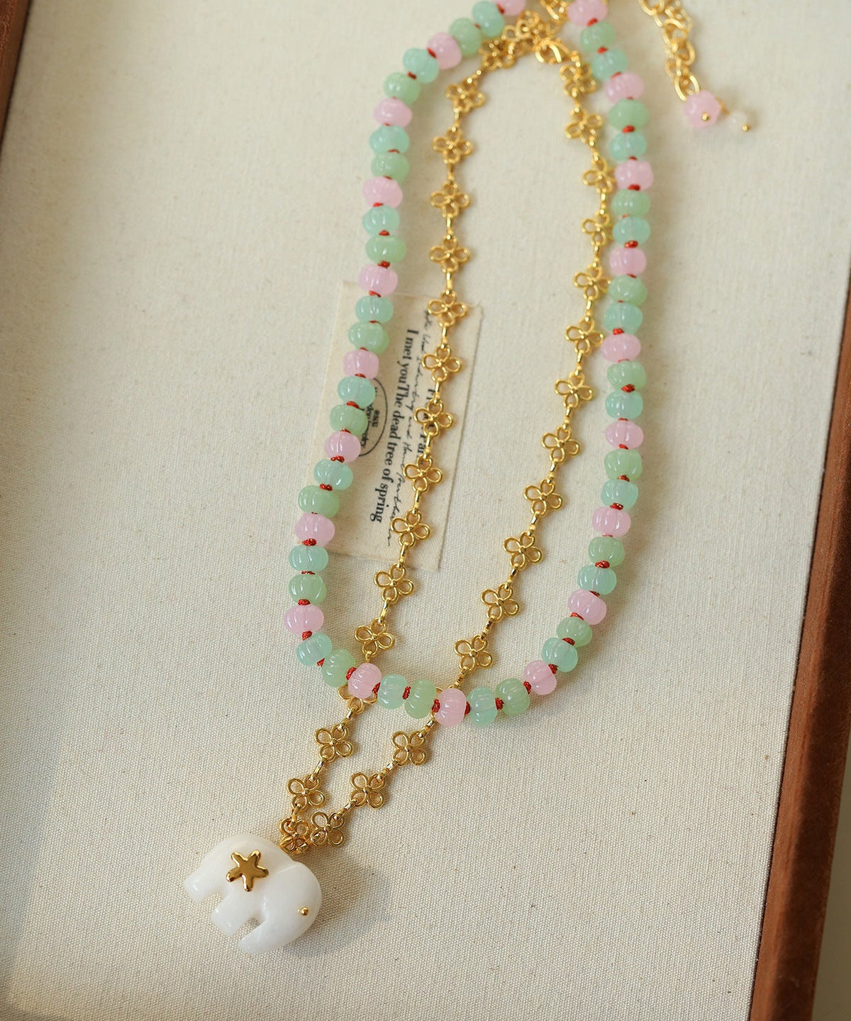 Pink & Green Natural Stone Lantern Necklace - floysun