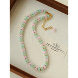 Pink & Green Natural Stone Lantern Necklace - floysun