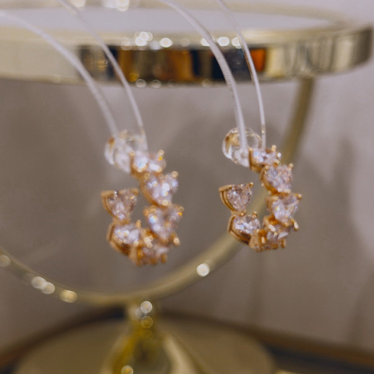 Pink Heart Zircon C - Hoop Earrings - floysun