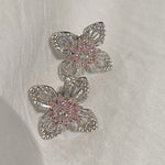 Pink Marquise & Baguette Diamond Lucky Clover Stud Earrings - floysun