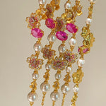 Pink Sapphire Floral Pearl Bracelet - floysun