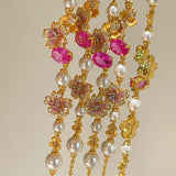 Pink Sapphire Floral Pearl Bracelet - floysun