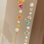 Pink Sapphire Floral Pearl Bracelet - floysun