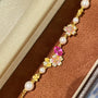 Pink Sapphire Floral Pearl Bracelet - floysun