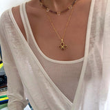 Pink Tourmaline & Clear Quartz Beaded Necklace - floysun