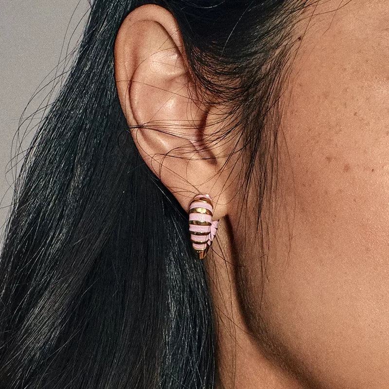 Pink Woven Heart Earrings - floysun