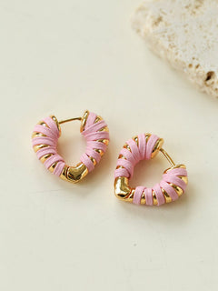 Pink Woven Heart Earrings - floysun
