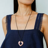 Pink Woven Heart Earrings - floysun
