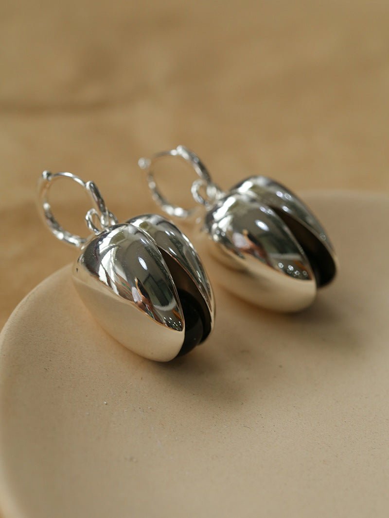 Pistachio Bloom & Natural Stone Bud Earrings - Silver - floysun