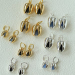 Pistachio Bloom & Natural Stone Bud Earrings - Silver - floysun