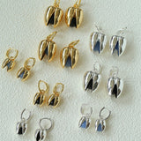 Pistachio Bloom & Natural Stone Bud Earrings - Silver - floysun