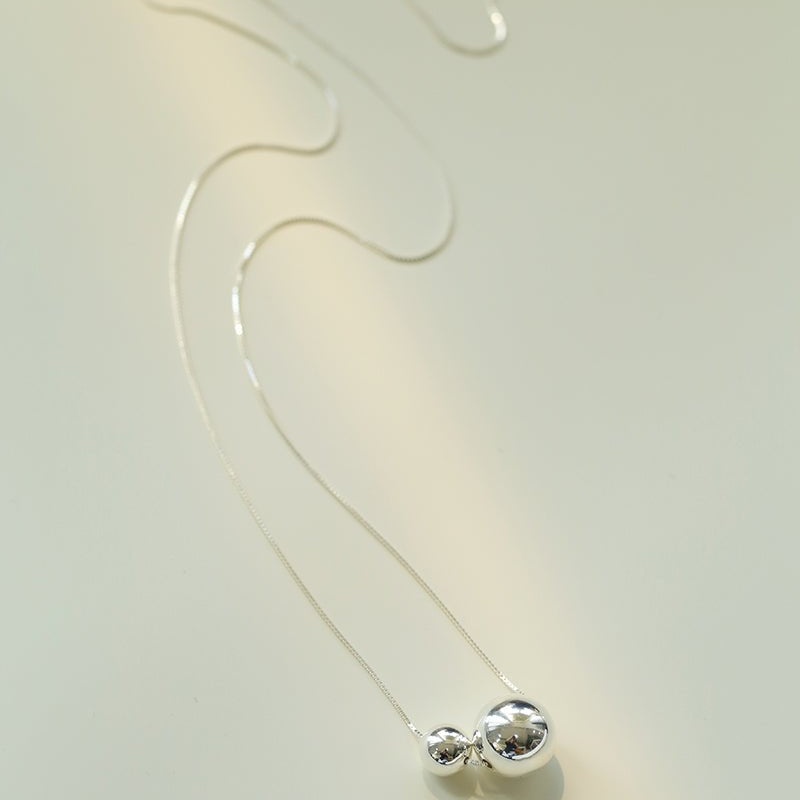 Planet Series – Twin Sphere Sterling Silver Necklace - floysun