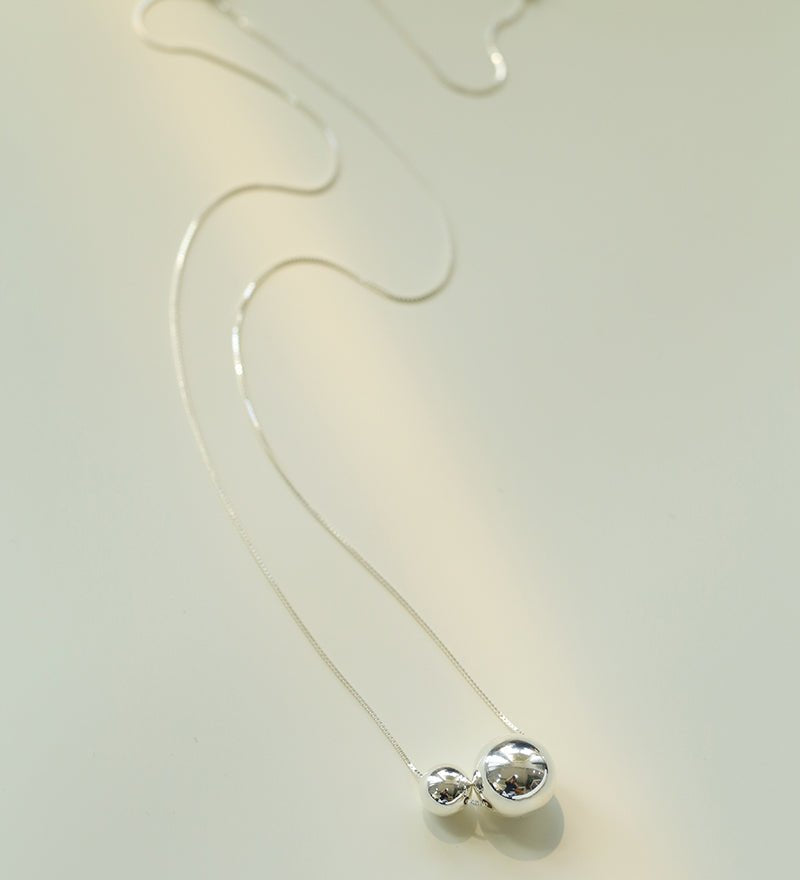 Planet Series – Twin Sphere Sterling Silver Necklace - floysun