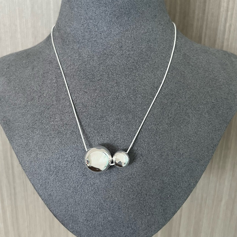 Planet Series – Twin Sphere Sterling Silver Necklace - floysun