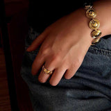 Polished Oval Sculptural Band Ring - floysun