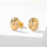 Polished Oval Sculptural Stud Earrings - floysun