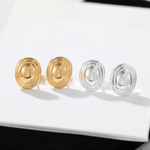Polished Oval Sculptural Stud Earrings - floysun