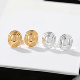 Polished Oval Sculptural Stud Earrings - floysun