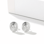 Polished Oval Sculptural Stud Earrings - floysun
