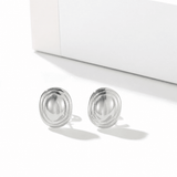 Polished Oval Sculptural Stud Earrings - floysun