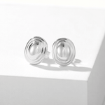 Polished Oval Sculptural Stud Earrings - floysun