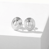 Polished Oval Sculptural Stud Earrings - floysun