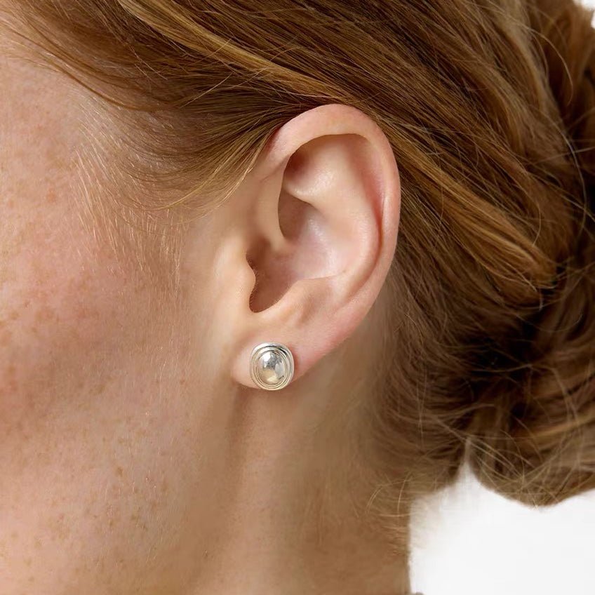 Polished Oval Sculptural Stud Earrings - floysun