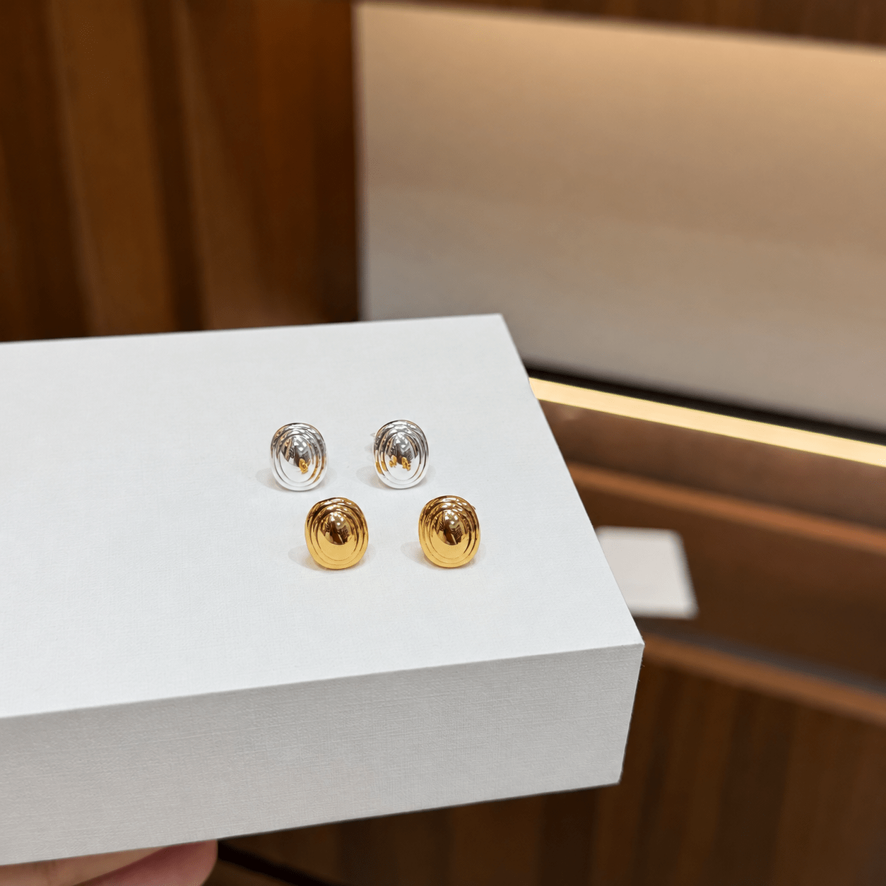 Polished Oval Sculptural Stud Earrings - floysun