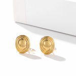 Polished Oval Sculptural Stud Earrings - floysun