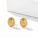 Polished Oval Sculptural Stud Earrings - floysun