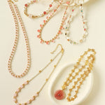 Prism & Petal Necklace | Handcrafted Clear Quartz with Natural Stone Accents - floysun