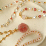 Prism & Petal Necklace | Handcrafted Clear Quartz with Natural Stone Accents - floysun