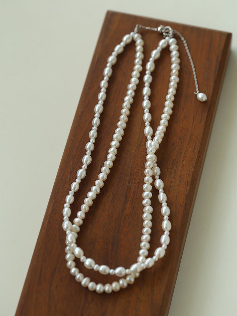 Pulldown Double - Layer Beaded Pearl Necklaces - floysun