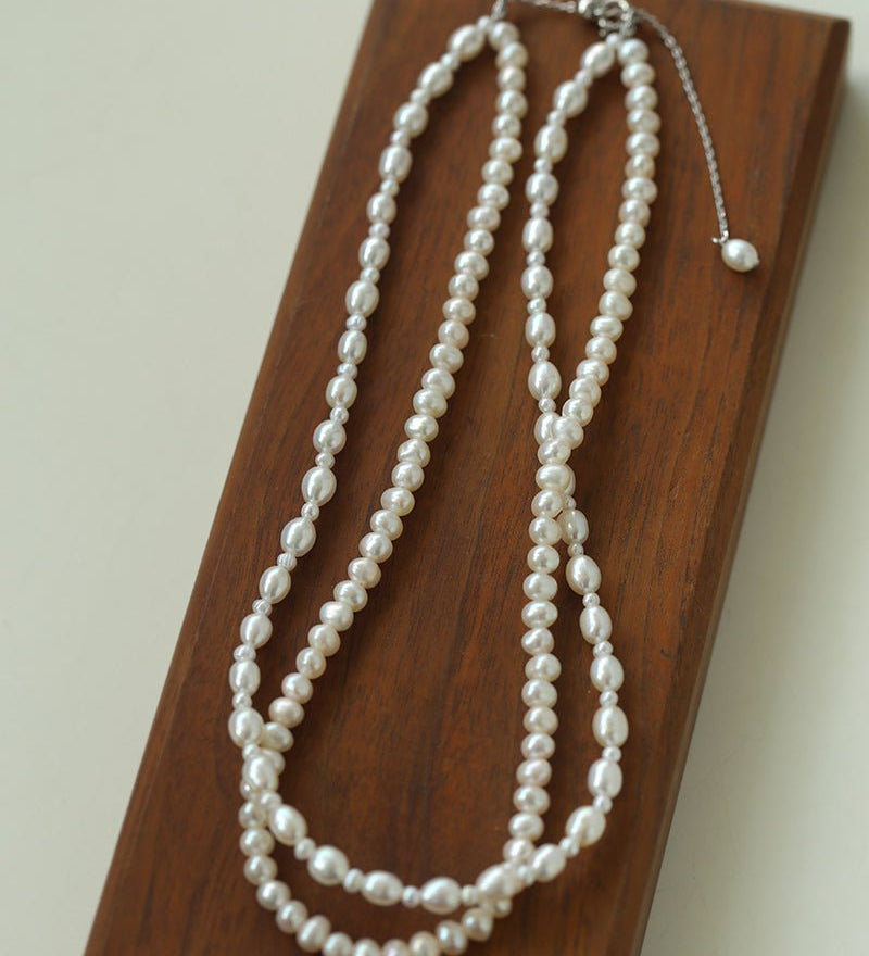 Pulldown Double - Layer Beaded Pearl Necklaces - floysun