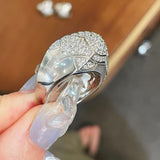 Pyramid Pavé Diamond Simulant Statement Ring - floysun