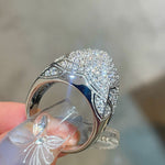 Pyramid Pavé Diamond Simulant Statement Ring - floysun