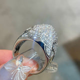 Pyramid Pavé Diamond Simulant Statement Ring - floysun