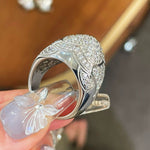 Pyramid Pavé Diamond Simulant Statement Ring - floysun