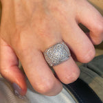 Pyramid Pavé Diamond Simulant Statement Ring - floysun