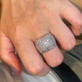 Pyramid Pavé Diamond Simulant Statement Ring - floysun