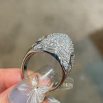 Pyramid Pavé Diamond Simulant Statement Ring - floysun