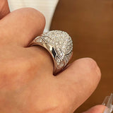 Pyramid Pavé Diamond Simulant Statement Ring - floysun