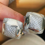 Pyramid Pavé Diamond Simulant Stud Earrings - floysun