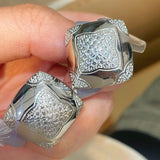 Pyramid Pavé Diamond Simulant Stud Earrings - floysun