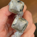 Pyramid Pavé Diamond Simulant Stud Earrings - floysun